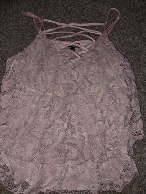 Express Pink Lace Strappy V-Neck Cami